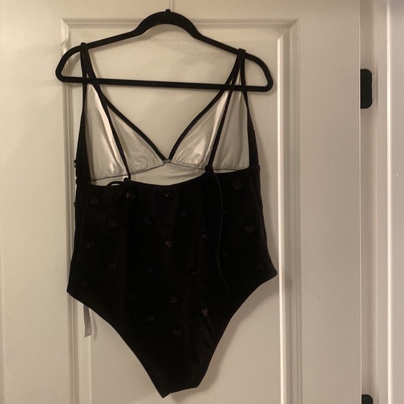 Hand embroidered one piece bathing suit. Made in Brazil. Fully lined. Black - Picture 5 of 5